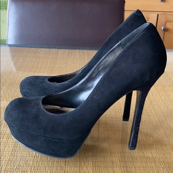 STEVE MADDEN Black Suede Platform Heels - Picture 3 of 5